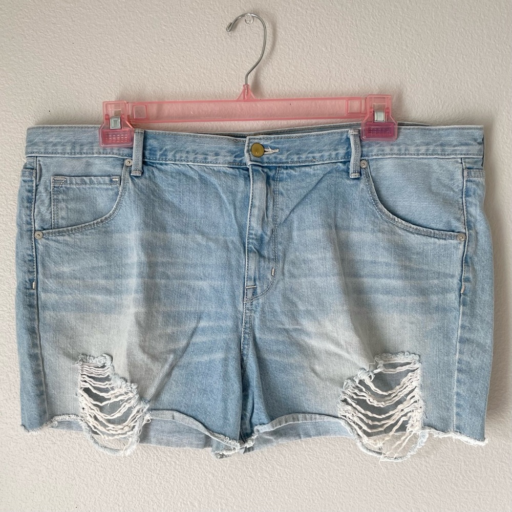 Mossimo Supply Co Distressed Boyfriend Midi Jean Shorts - Light Wash